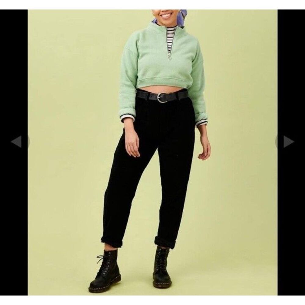 Lucy & Yak 100% Organic Cotton Trouser Pants Womens 24‎ Black Ankle Crop